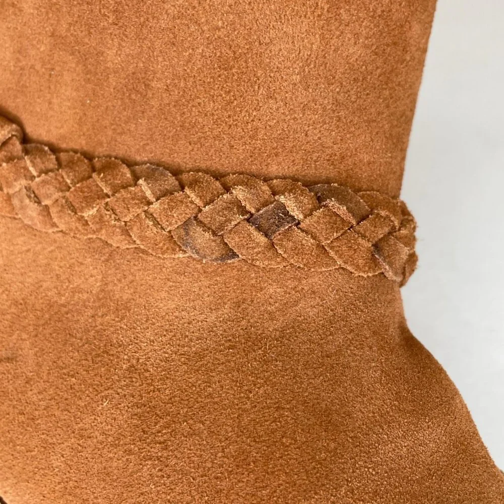 Macy's Style & Co Kaii Tan Suede Leather Faux Fur Booties Women's Size 9